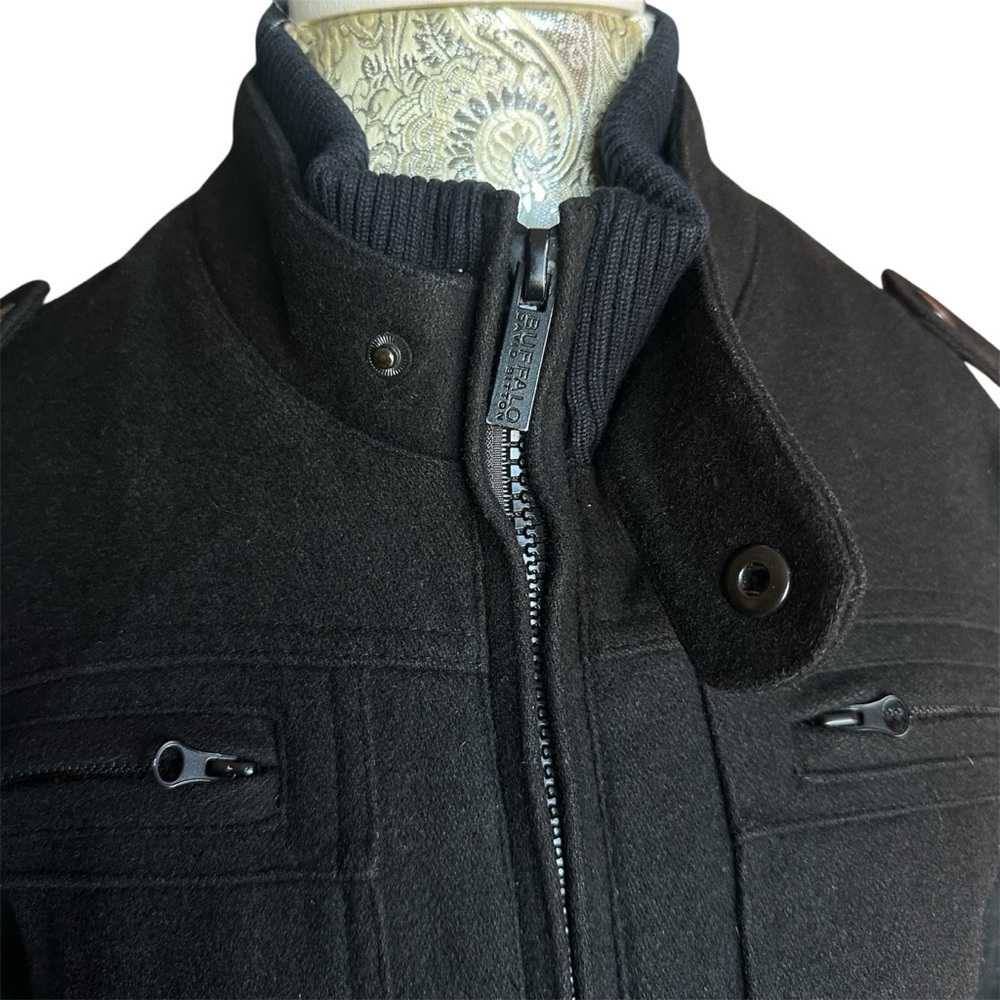 Buffalo David Bitton Wool Blend Black Military Jacket Heavy Duty Small Men’s - Picture 4 of 16